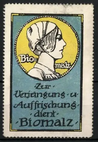 Reklamemarke Biomalz, Profil einer Frau