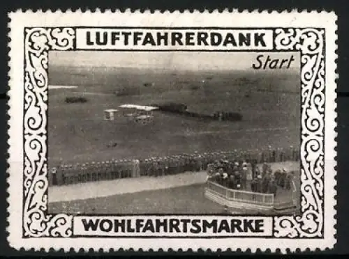 Reklamemarke Luftfahrerdank, Flugzeugstart-Szene