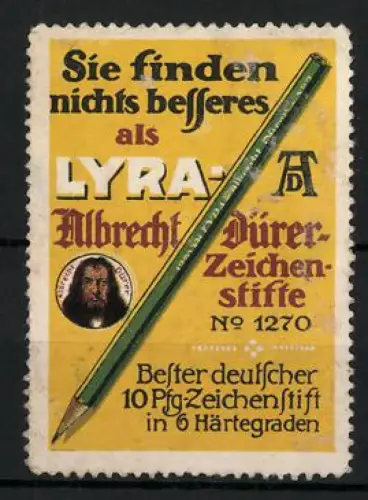 Reklamemarke Albrecht Dürer-Zeichenstifte, Grüner Stift, Bleistift