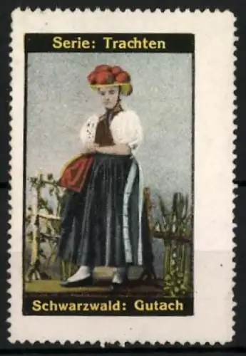 Reklamemarke Schwarzwald Gutach, Serie: Trachten, Frau in Tracht