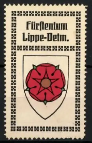 Reklamemarke Fürstentum Lippe-Detm., Rote Rose im Wappen