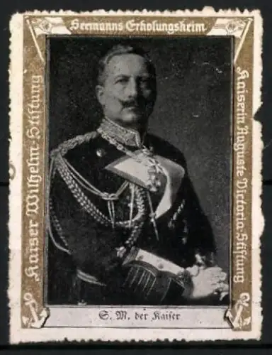 Reklamemarke Seemanns Erholungsheim, Portrait Kaiser Wilhelm II.