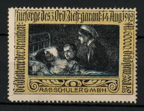 Reklamemarke 1912, Fürsorge des 3. Ord. Zieh-garant., Krankenpflege, Lotterie A. & B. Schuler GmbH