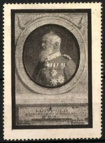 Reklamemarke Bayern, Luitpold Prinzregent von Bayern 1910, Porträt im Medaillon