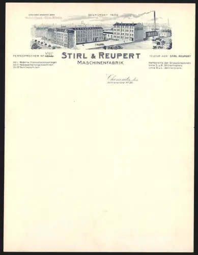 Rechnung Chemnitz, Stirl & Reupert, Maschinenfabrik, Ansicht vom Werksgelände