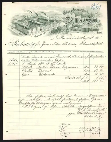 Rechnung Nordhausen 1907, Walther & Sevin, Tabak-, Cigarren- und Kautabak-Fabrik, Werksgelände