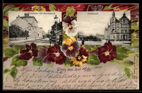 AK Kiel, Fleethörn mit Reichsbank, Hauptpost