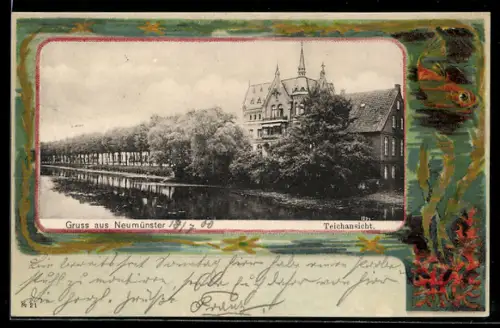AK Neumünster, Teichansicht im Ort
