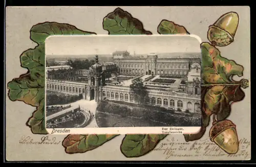 AK Dresden, Der Zwinger im Eichenblattpassepartout