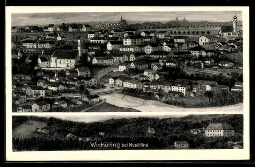 AK Winhöring bei Neuötting, Ortsansicht aus der Vogelschau