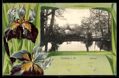 AK Ilsenburg a. H., Schloss im Jugendstil-Passepartout