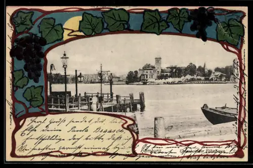 AK Hamburg, Uhlenhorster Fährhaus im Jugendstil-Passepartout