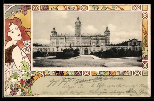 AK Hannover, Technische Hochschule im Jugendstil-Passepartout