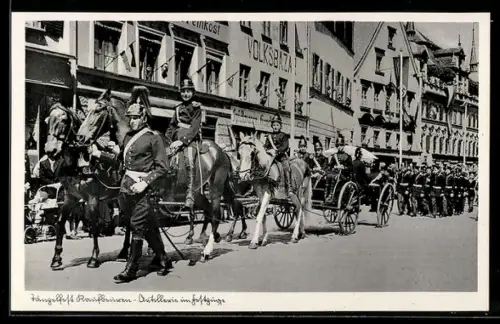 Foto-AK Kaufbeuren, Tänzelfest, Artillerie im Festzug