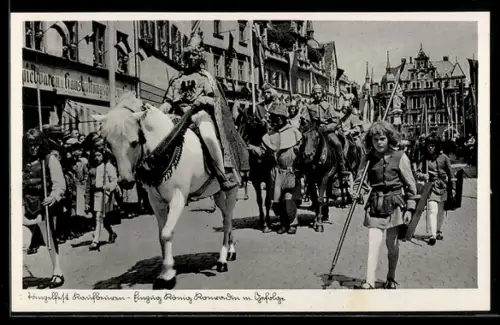 Foto-AK Kaufbeuren, Tänzelfest, Einzug v. König Konradin mit Gefolge
