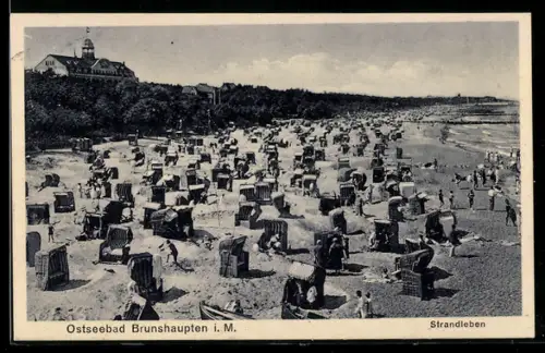 AK Brunshaupten i. M., Strand mit Strandkörben und Urlaubern