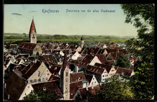 AK Kaufbeuren, Panorama von der alten Stadtmauer
