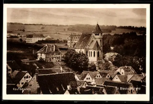 AK Kaufbeuren, Teilansicht mit St. Blasiuskirche