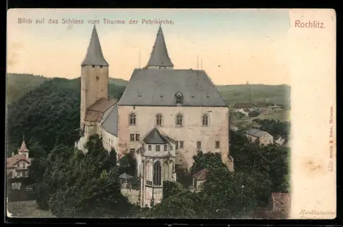 AK Rochlitz, Blick auf das Schloss vom Turme der Petrikirche