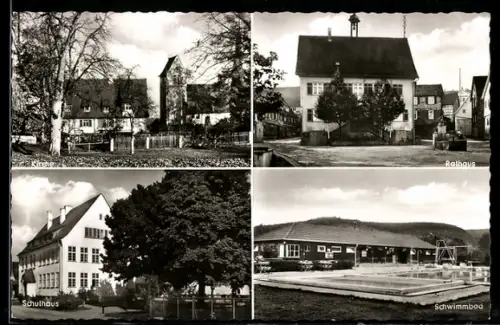 AK Deizisau, Rathaus, Schwimmbad, Kirche, Schulhaus