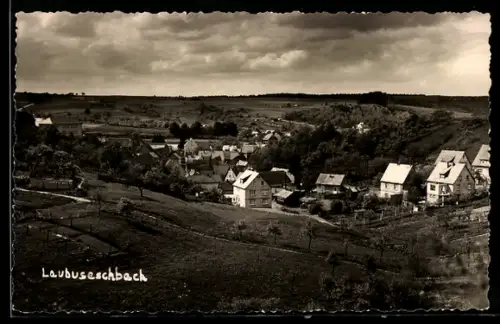 Foto-AK Laubuseschbach, Ortsansicht mit umliegenden Feldern
