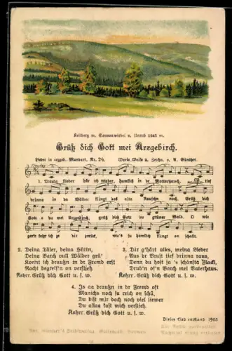 Lied-AK Anton Günther Nr. 24: Grüss dich Gott mei Arzgebirch