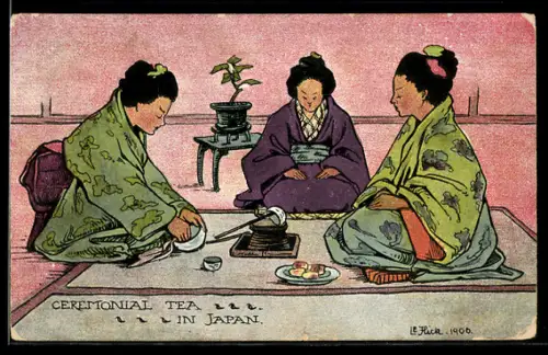 AK Geisha bei der Teezeremonie