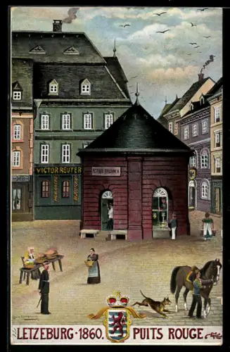 AK Luxemburg, Rother Brunnen im Jahre 1860