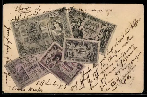 AK Füng ungarische Geldscheine