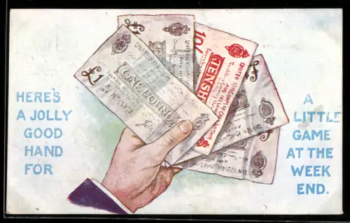 AK Hand hält fünf britische Banknoten über 1, 5 und 10 Pfund, Geld