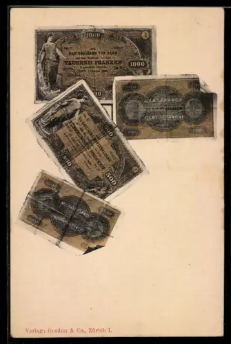 AK Schweizerische Geldscheine über hundert Francs