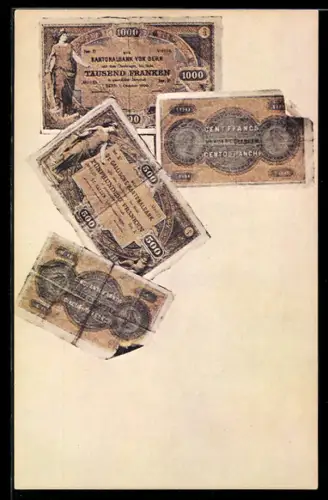 AK Verschiedene Geldscheine der Schweiz