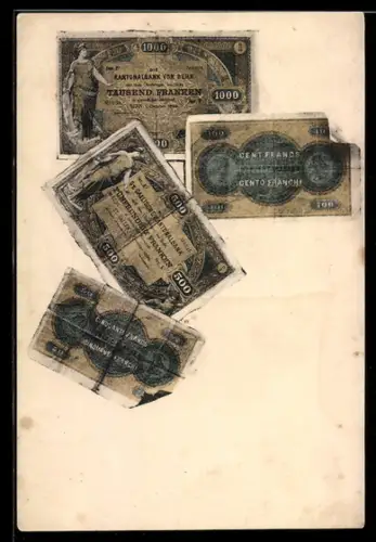 AK Schweizer Geldscheine unterschiedlichen Werts