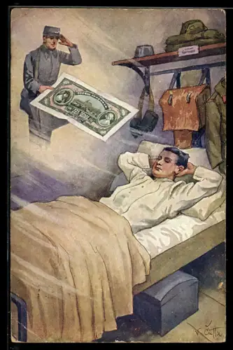 Künstler-AK tschechischer Soldat träumt von mehr Sold