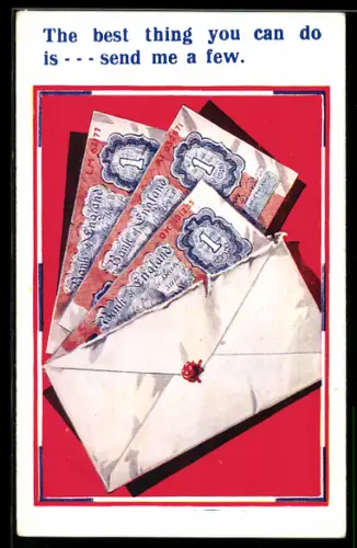AK Briefumschlag mit Geldscheinen
