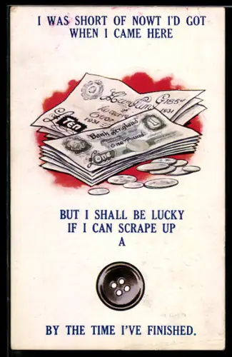 AK Geldscheine- und Münzen mit einem Knopf