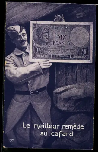 AK La meilleur remède au cafard, Soldat mit Geldschein