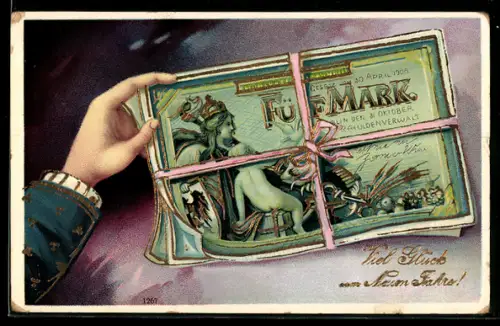 AK Die besten Wünsche zum Geburtstage, Hand überreicht Geldscheine