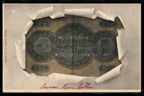 AK Cinq Cent Francs, Geldschein