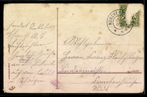 AK Neujahrsgruss, Geldscheine