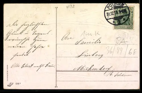 AK Neujahrsgruss, Geldscheine