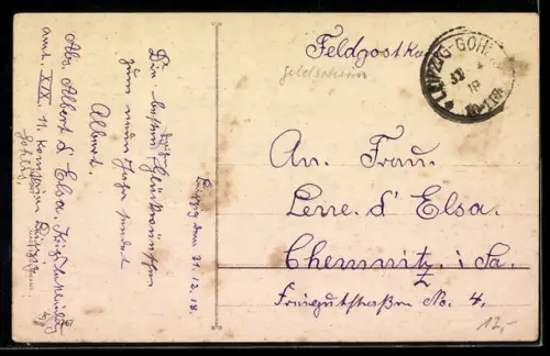 AK Neujahrsgruss, Geldscheine