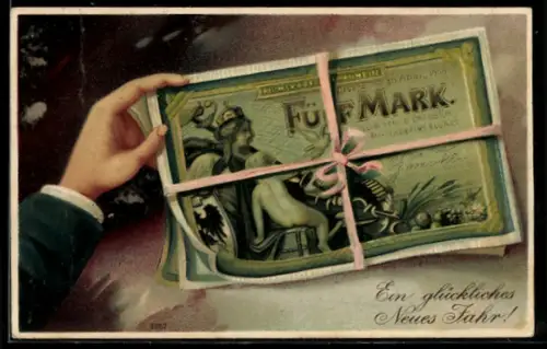 AK Die besten Wünsche zum Geburtstage, Hand überreicht Geldscheine