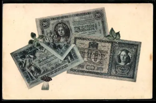 AK Österreich-Ungarn, Geldscheine mit Fliegenpilz