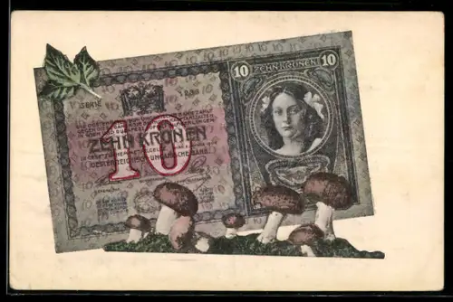 AK Österreich-Ungarn, Geldschein mit Champignons