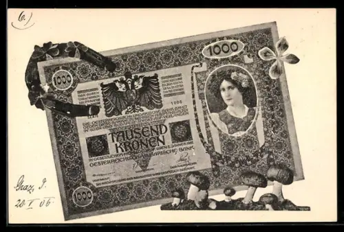 AK Tausend Kronen, Geldschein der österreich-ungarischen Bank