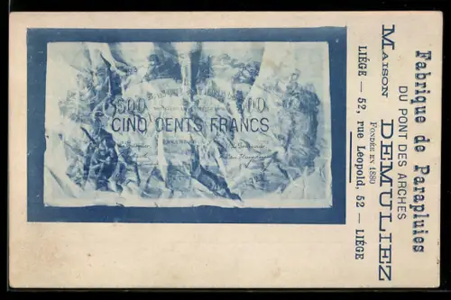 AK Geldschein über fünfhundert Francs