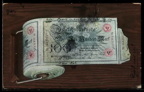 AK Klorolle aus Geldscheinen über einhundert Mark