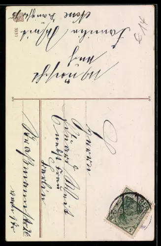 Lithographie Mädchen mit Geldscheinen