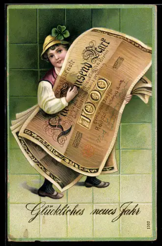 AK Kleiner Junge mit grossen Geldscheinen 1000 Mark